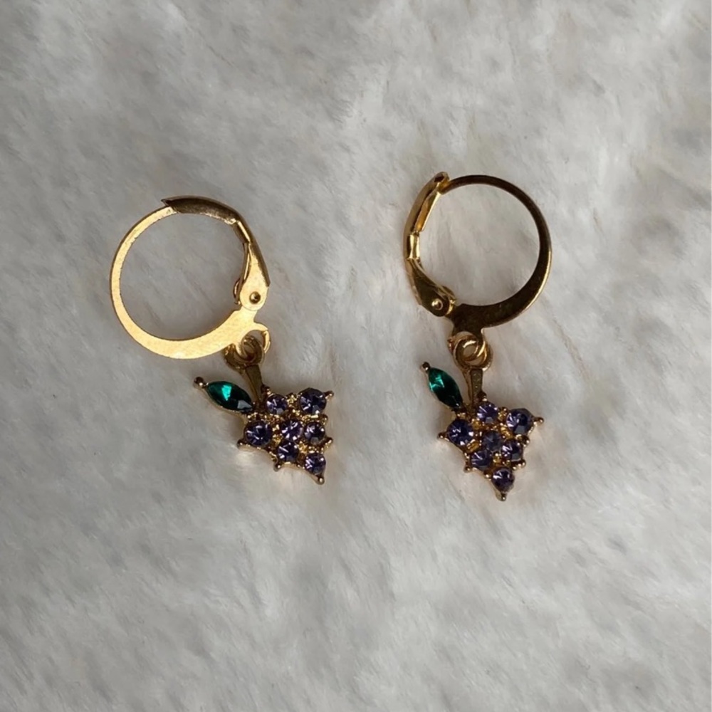 Grape huggie hoop earrings